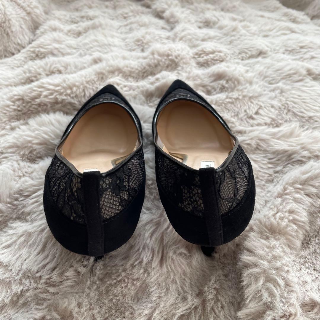 未使用【極美品】DIANA レースアップポインテッドトゥパンプス 25cm 黒