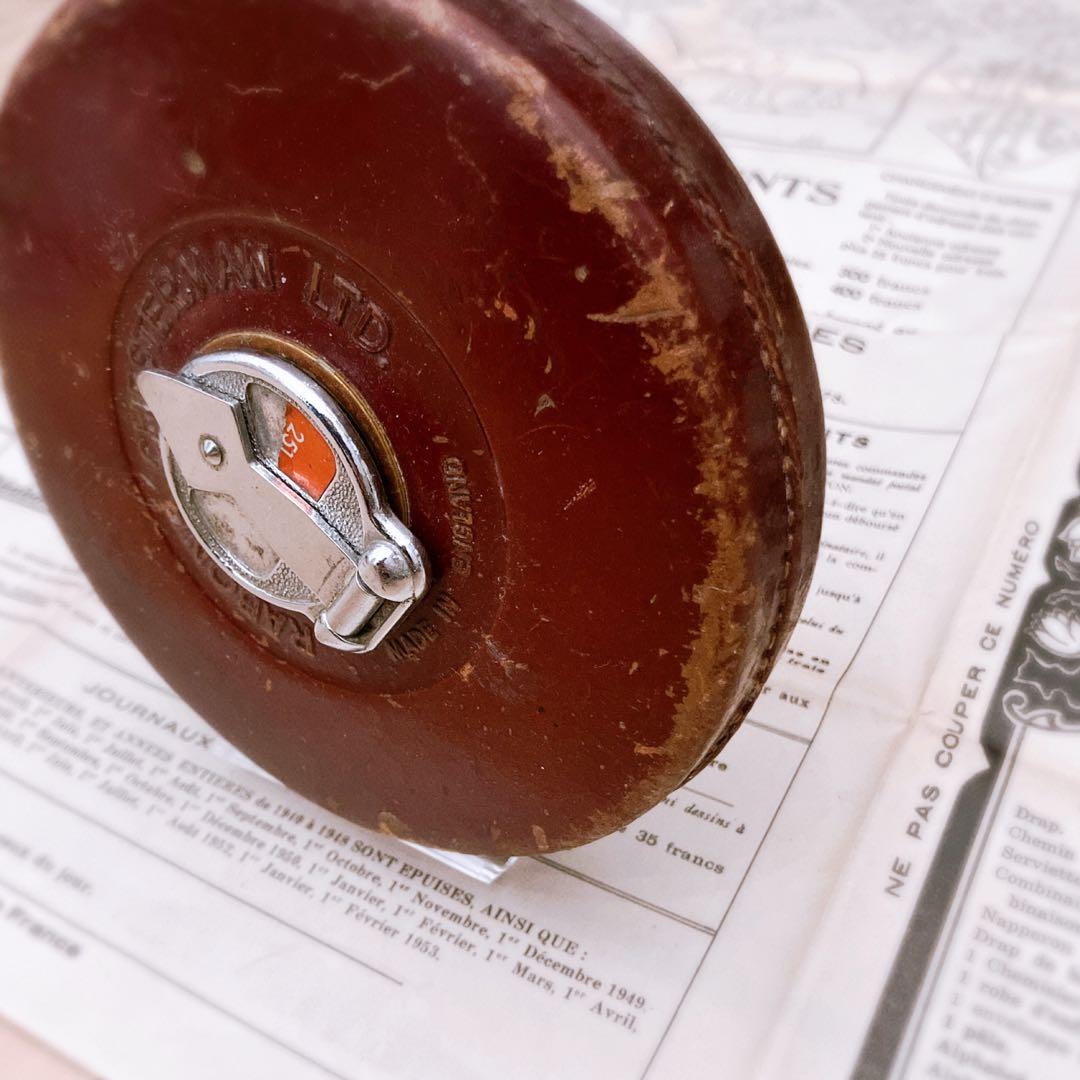 イギリス 古道具 ブロカント 巻尺 アンティーク 手巻きメジャー