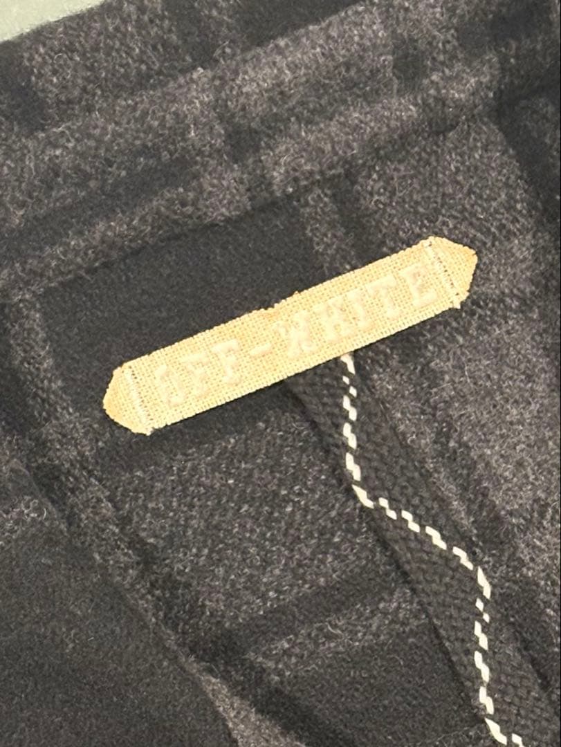 最終価格希少ブラックoff-whiteチェック柄長袖ロングシャツ