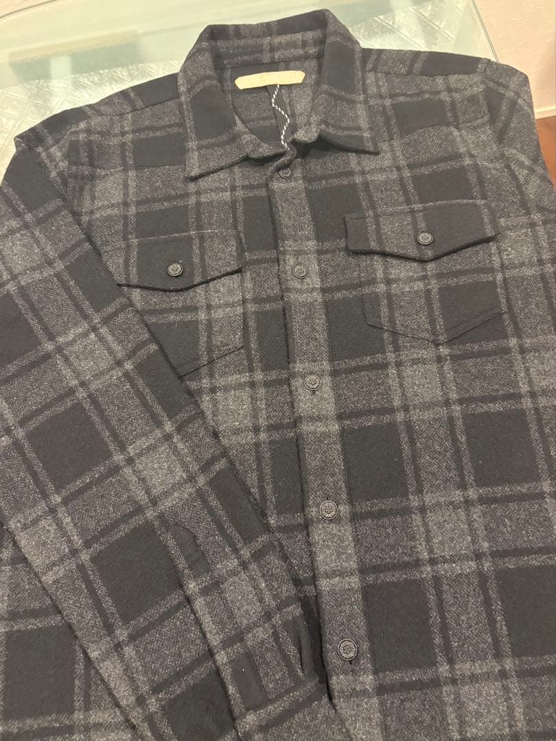 最終価格希少ブラックoff-whiteチェック柄長袖ロングシャツ
