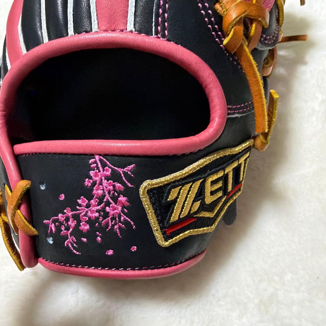 本日限定プロステイタス軟式外野用　桜刺繍　湯もみ型付け済即使用可　袋付新品未使用