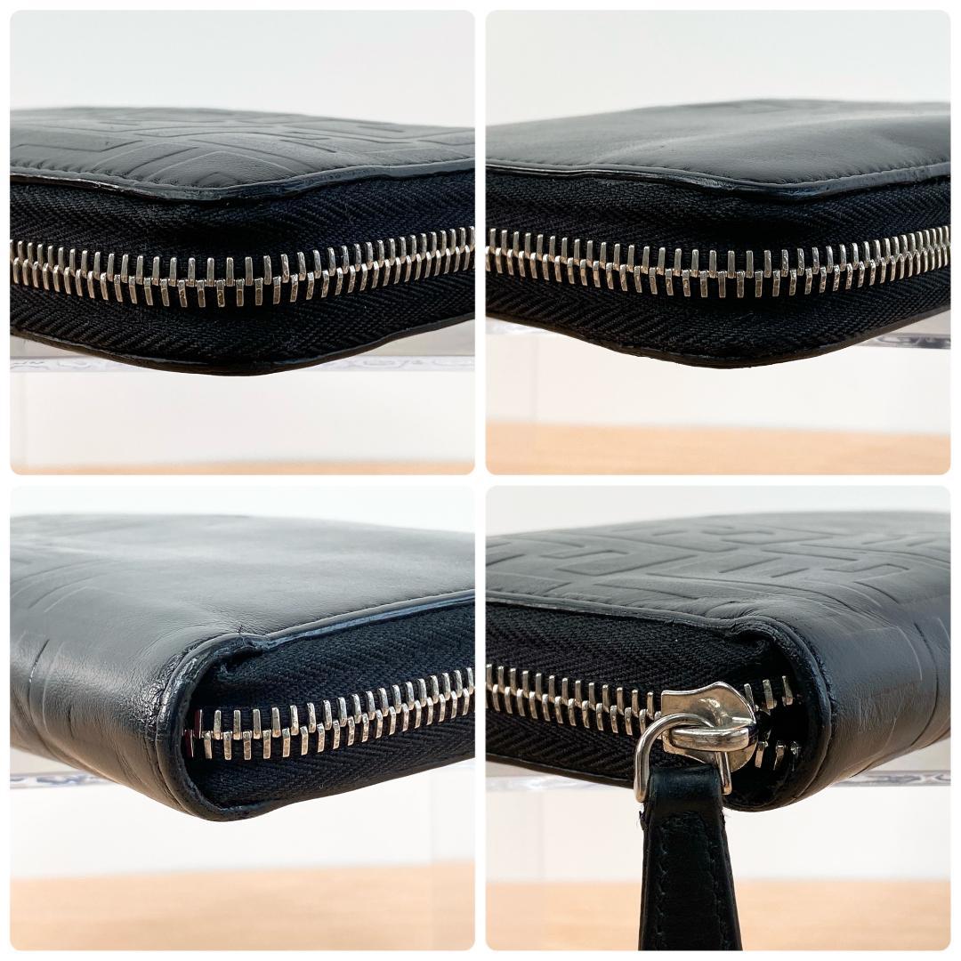 専用フェンディ ズッカ柄 長財布 財布 ラウンドファスナー 革 ブラック 黒