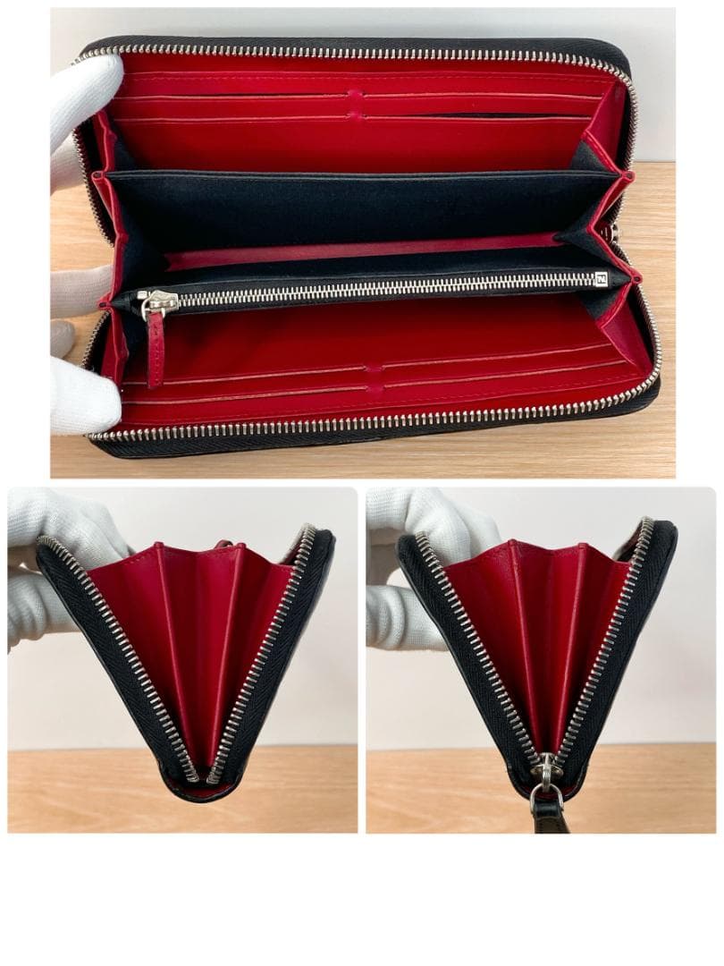 専用フェンディ ズッカ柄 長財布 財布 ラウンドファスナー 革 ブラック 黒