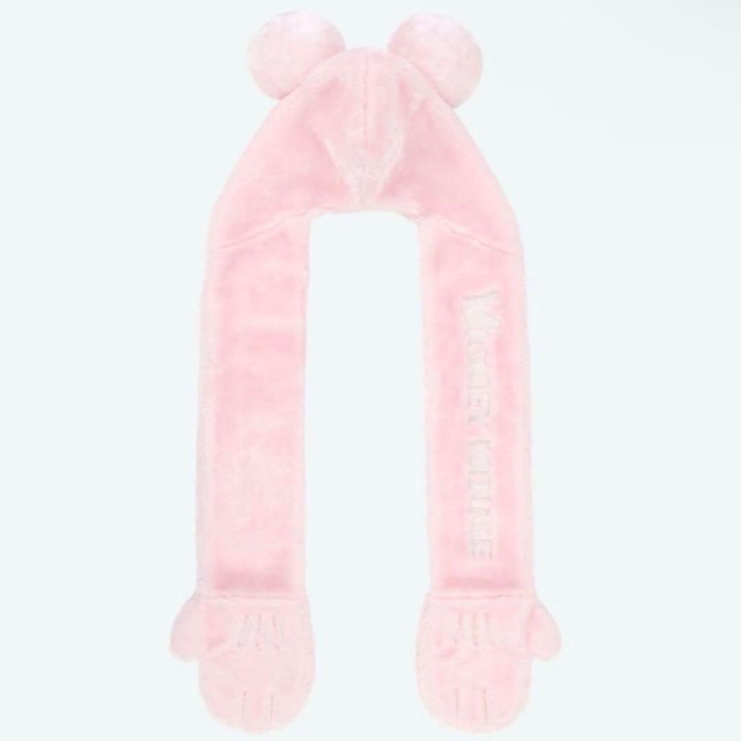 ミッキー マフラーキャップ ピンク