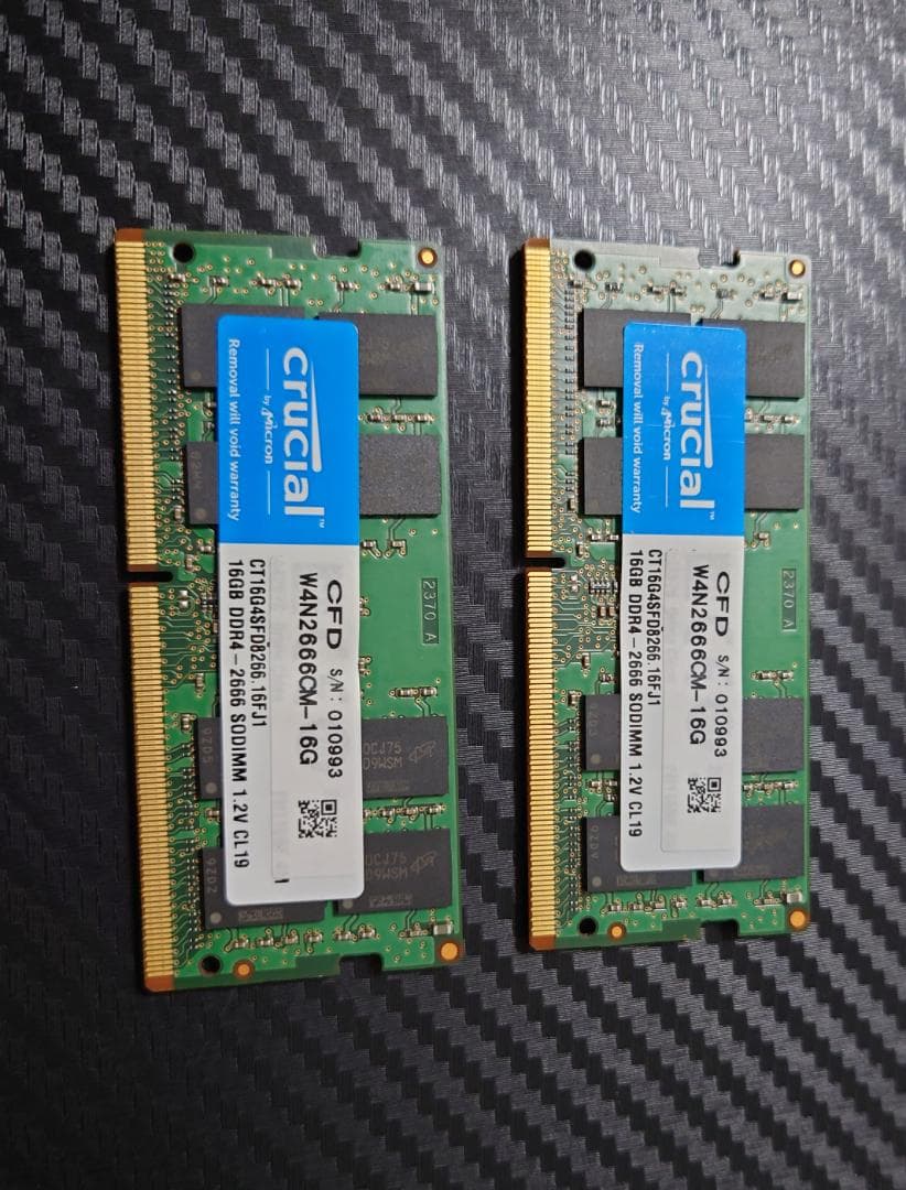 Crucial 32GB DDR4 メモリー 2666MHz 16GB×2枚