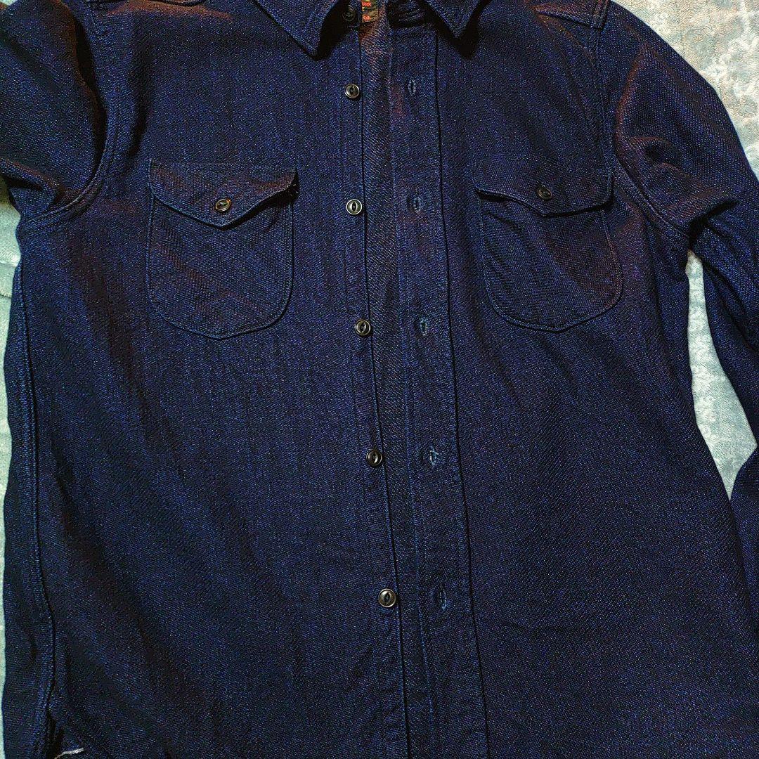 ウエス無地ネルシャツ UES インディゴヘビーネルシャツ No 501655 L