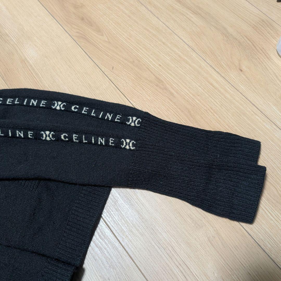CELINE カシミヤ100% ニットパーカー トリオンフ ロゴ ジップアップ