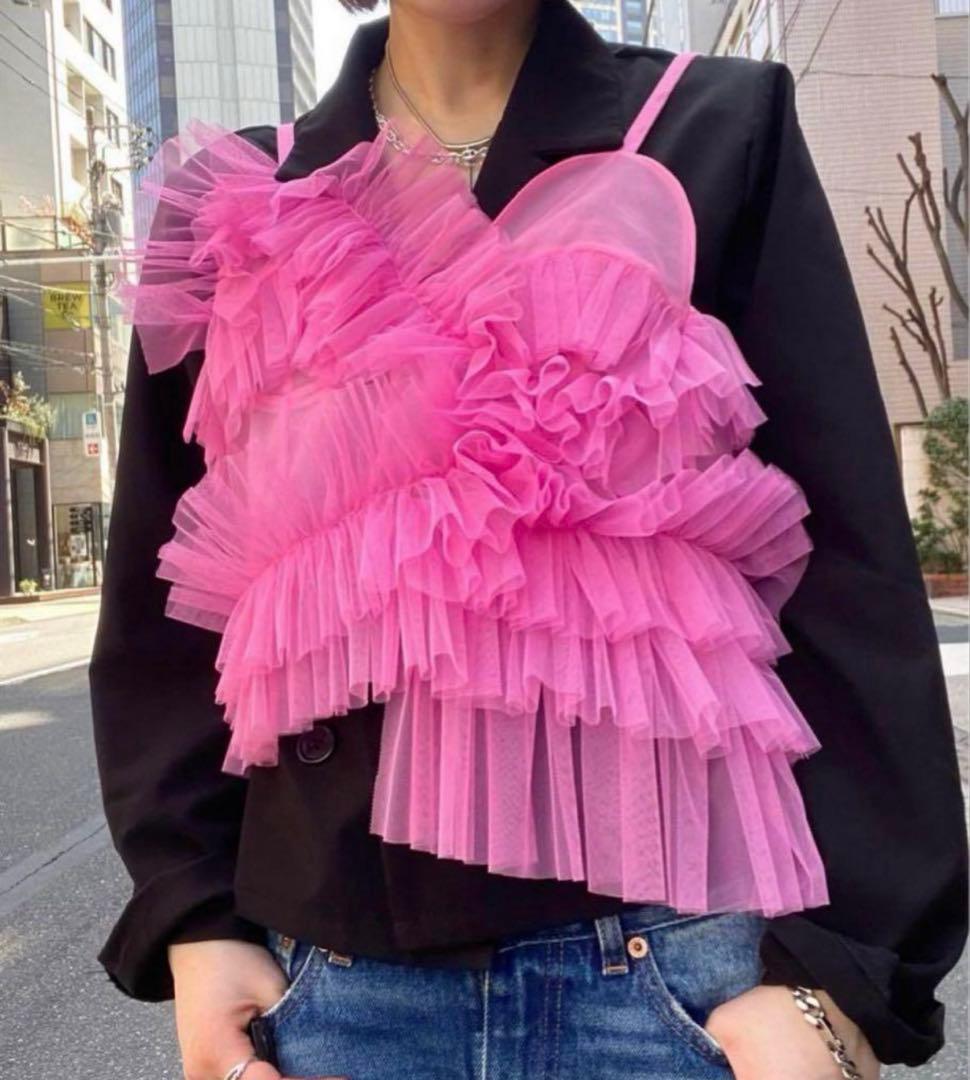 トップス VIVIANO / Ruffle Tulle Bustier