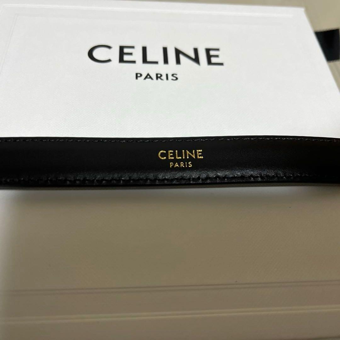 極美品☆CELINE セリーヌ ブラックトリオンフベルト ゴールドバックル