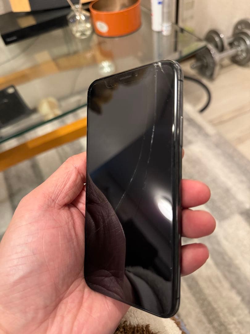 iPhone X ブラック 本体 前面・背面にひびあり ジャンク品