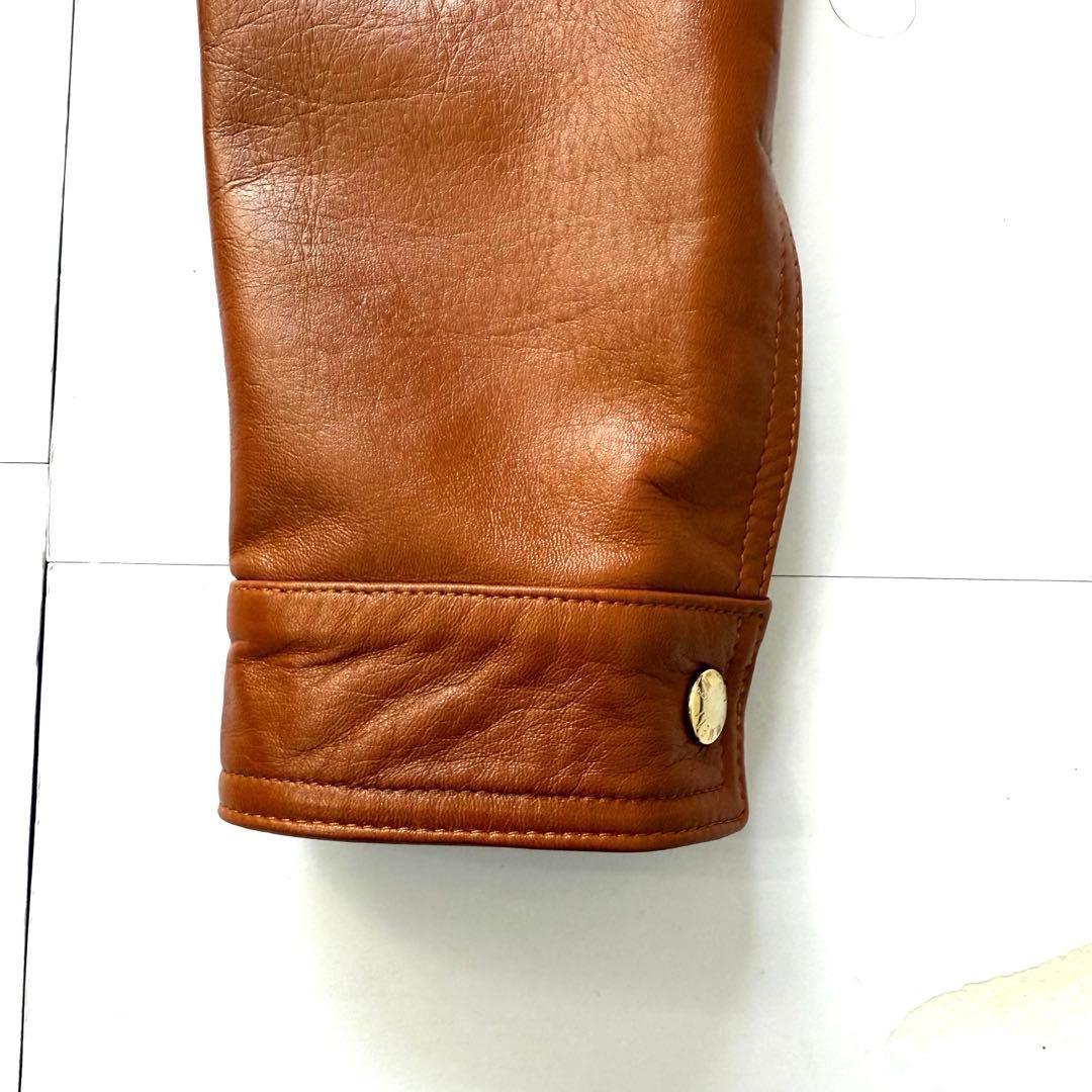 【1回着用】エンメティ☆ユリ☆ラムスキン☆ブラウン☆シングルライダース♡48