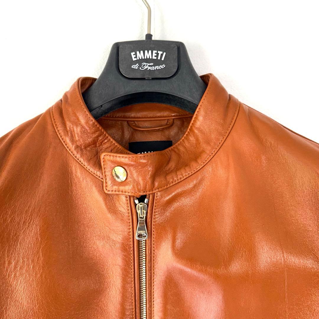 【1回着用】エンメティ☆ユリ☆ラムスキン☆ブラウン☆シングルライダース♡48