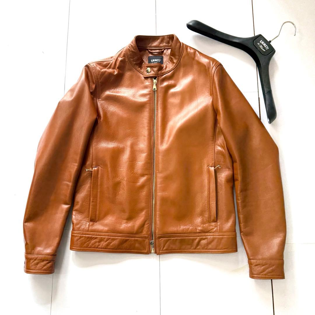 【1回着用】エンメティ☆ユリ☆ラムスキン☆ブラウン☆シングルライダース♡48