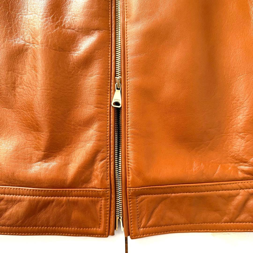 【1回着用】エンメティ☆ユリ☆ラムスキン☆ブラウン☆シングルライダース♡48