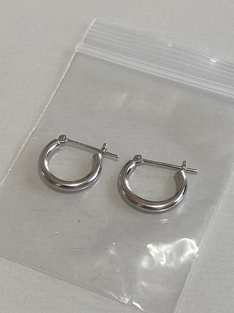 極美品 K14 ホワイトゴールド フープ ピアス 金
