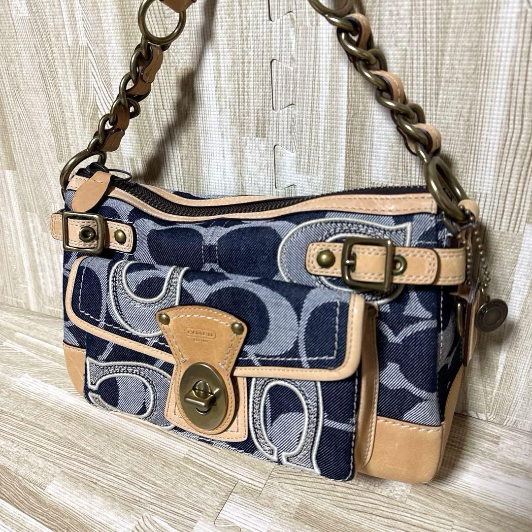 【超美品】COACHコーチ デニムバッグ　ハンドバッグ ヴィンテージ◇希少品◇