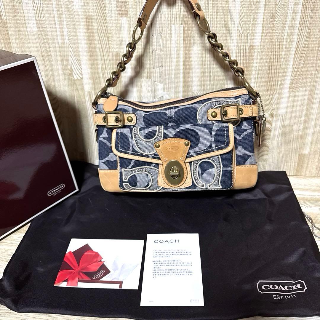 【超美品】COACHコーチ デニムバッグ　ハンドバッグ ヴィンテージ◇希少品◇