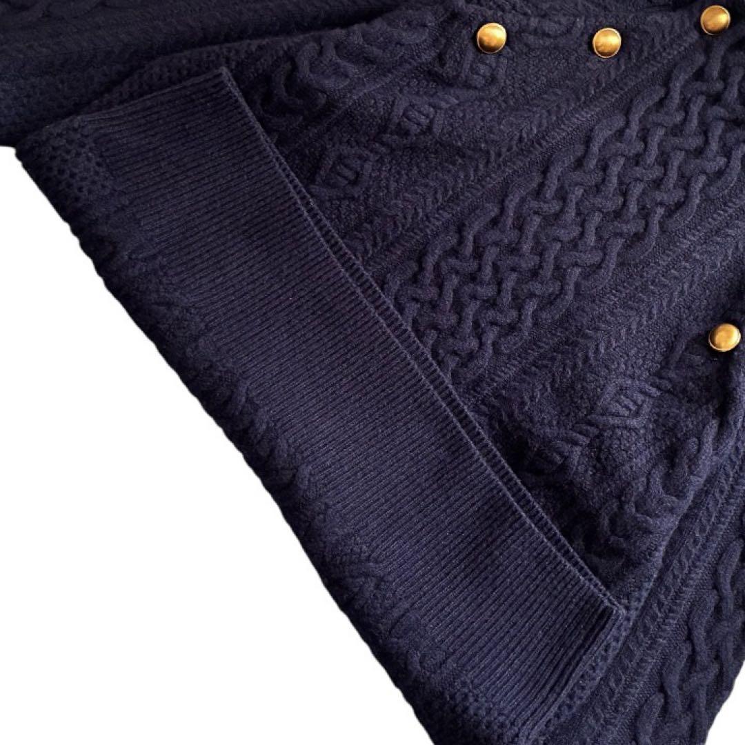 新品級✨FRAMeWORK ハミルトンウール アランニット 金ボタン 紺 F