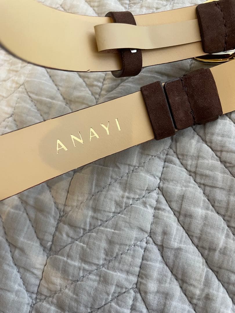颯季♡ 新品♡ ANAYI ヌバックオリジナルバックル ベルト　茶　本革