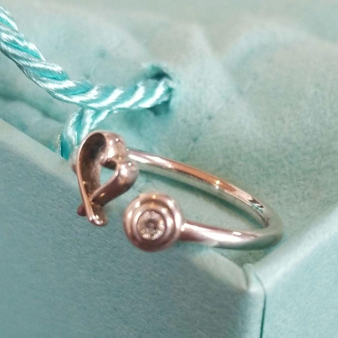 ティファニー　ラビングハートワイヤーダイヤリング　シルバー　サイズ約7号