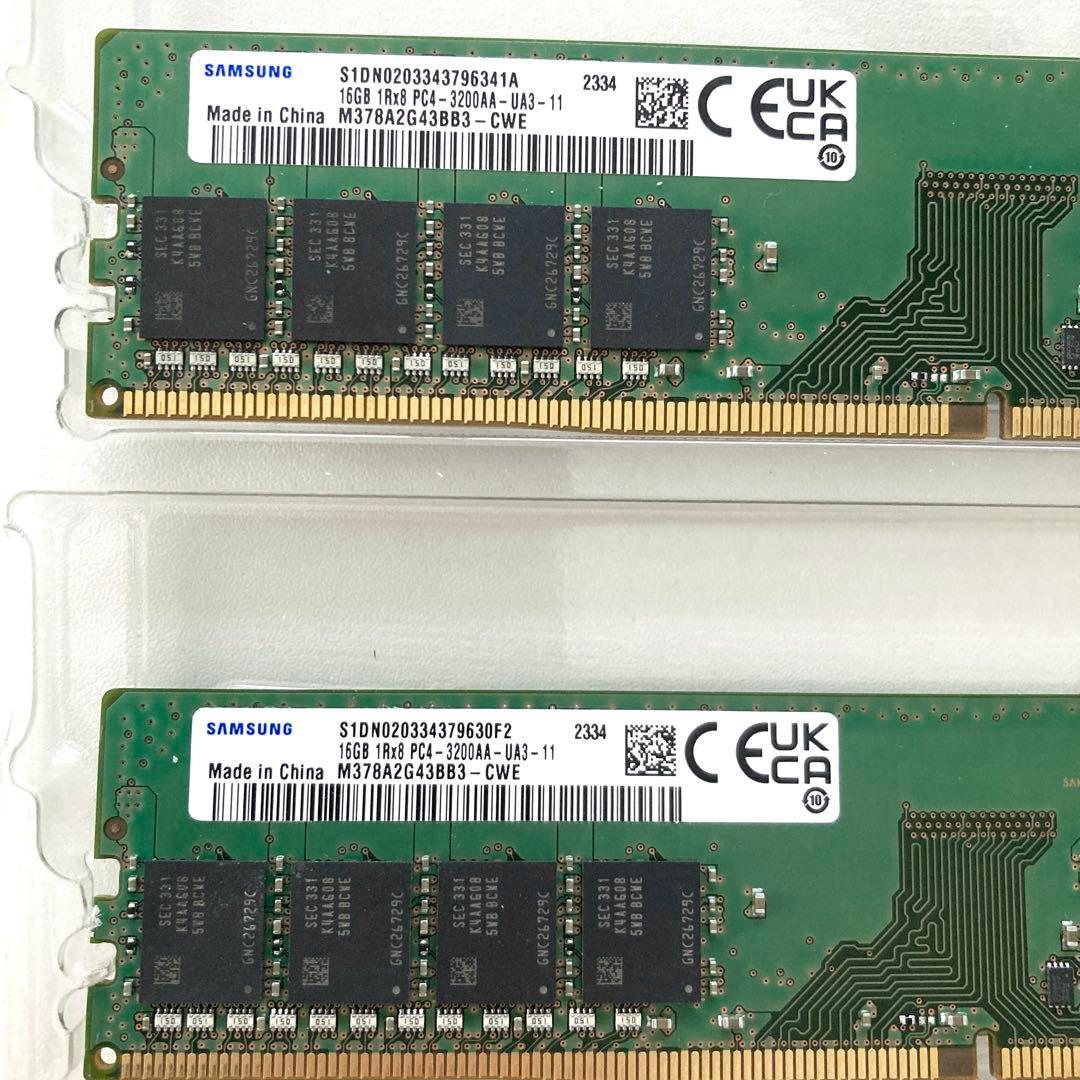【動作確認済】 Samsung DDR4 16GB ×2（計32GB）