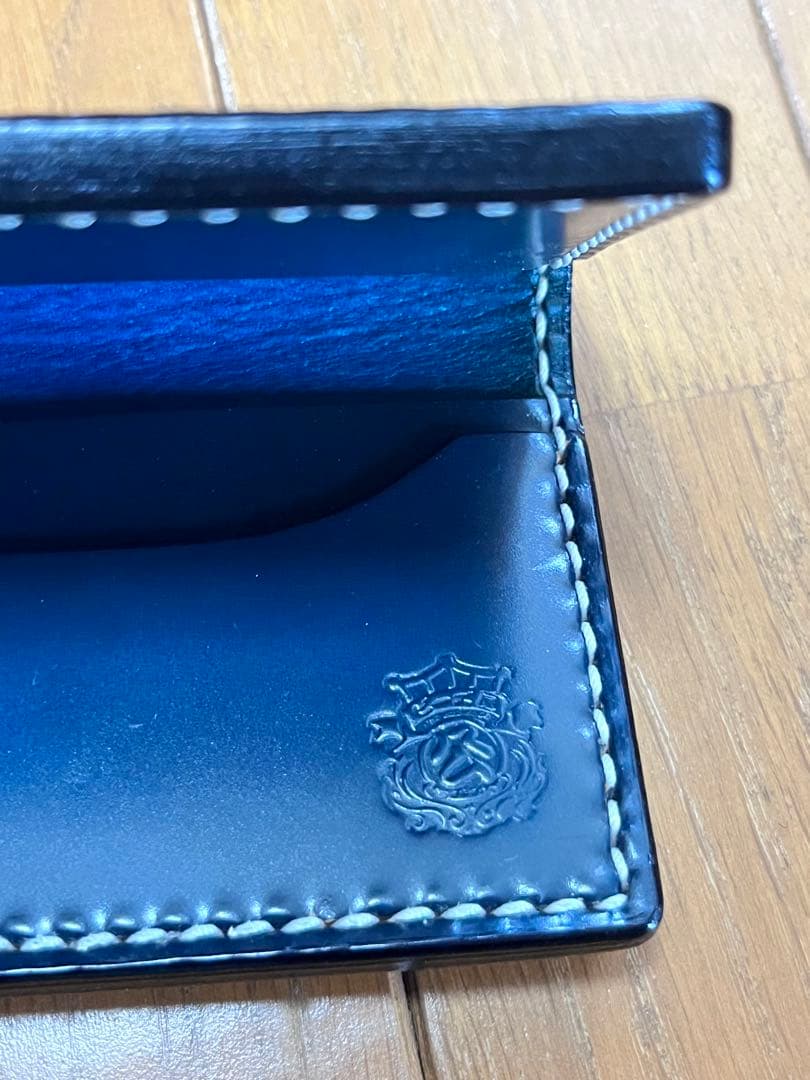 【まー】ビーズ屋公ちゃん　名刺入れ　コードバン　本藍染め