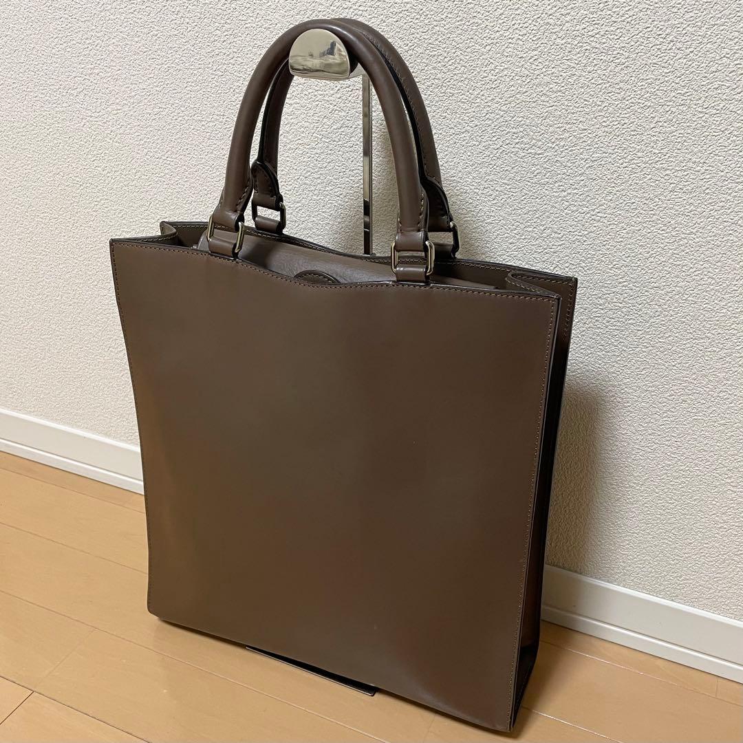 【美品】ボルドリーニセレリア トートバッグ スクエア ブラウン A4サイズ収納可