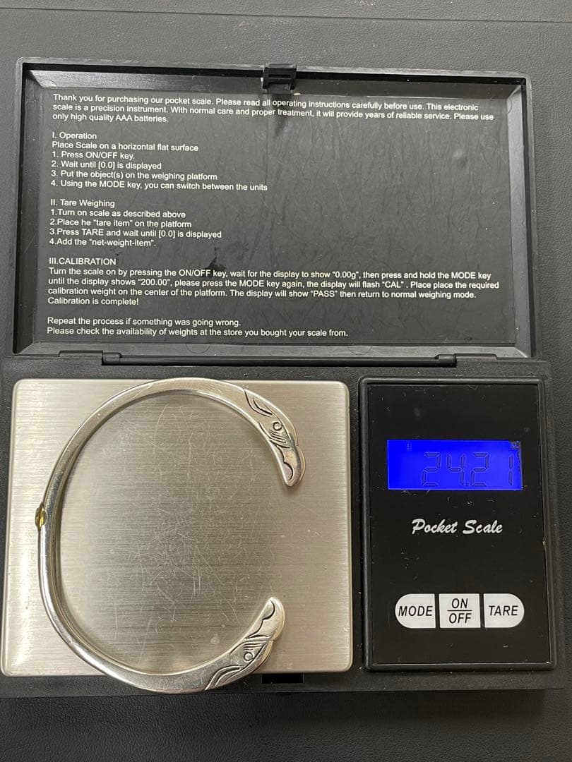 シルバー925 イーグル顔 バングル ブレスレット 金メタル付き