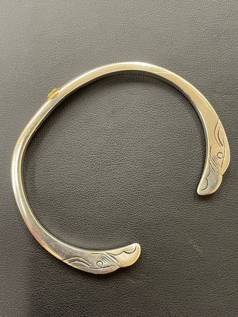 シルバー925 イーグル顔 バングル ブレスレット 金メタル付き