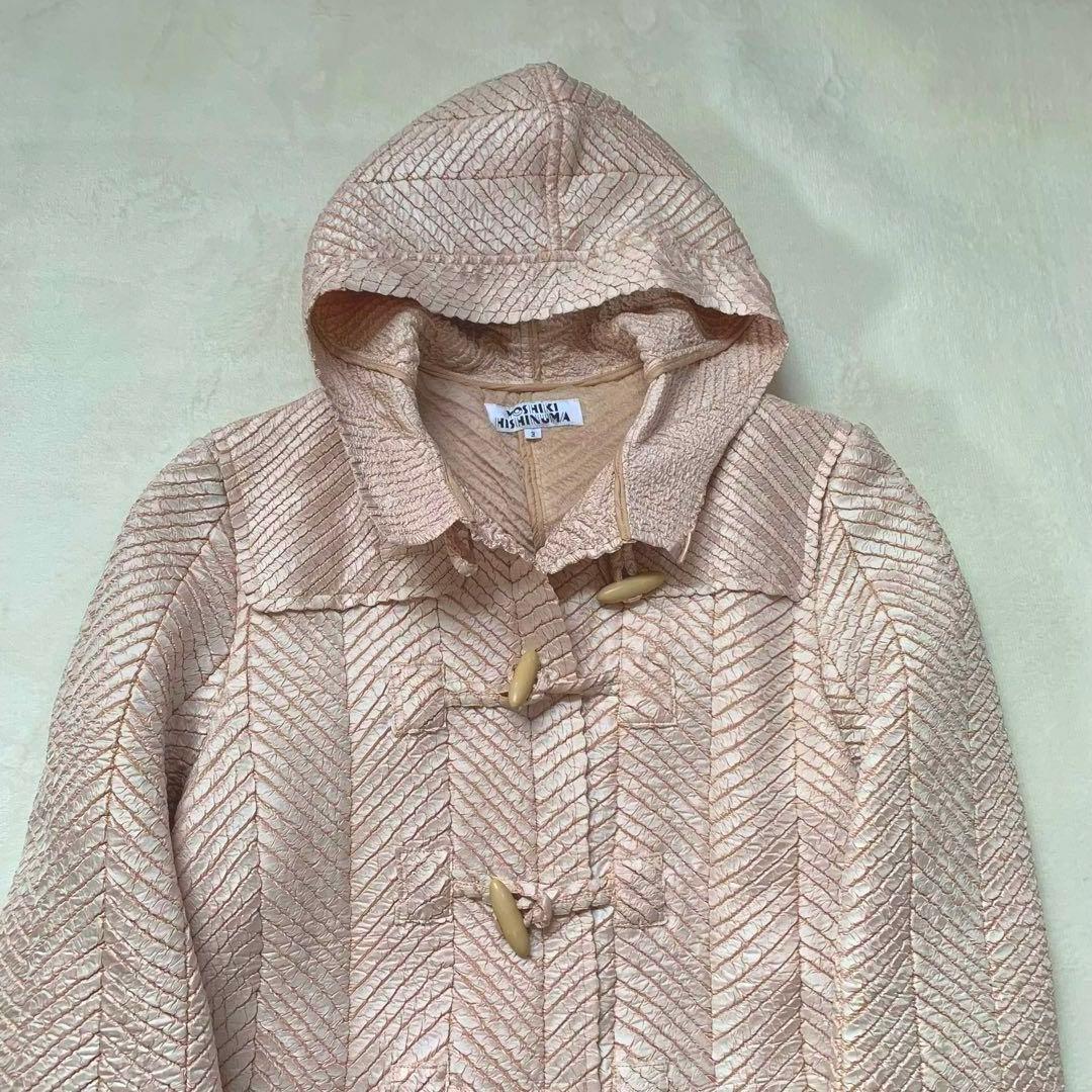 ヨシキヒシヌマ　ダッフルコート　絞り加工　ロング　コート　シワ加工