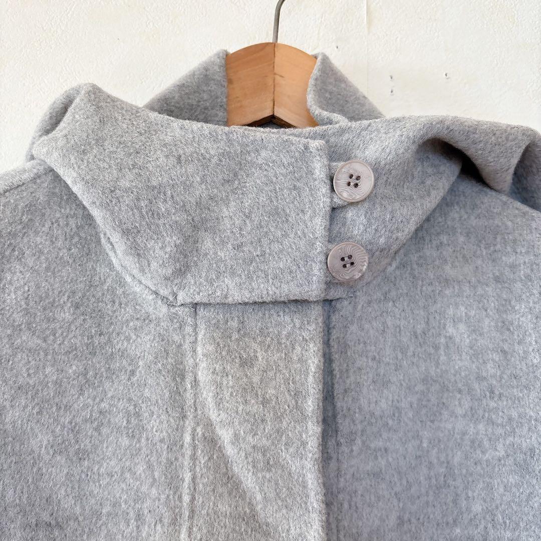 美品✨Theory カシミヤ混ダッフルコート ダブルフェイス グレー S