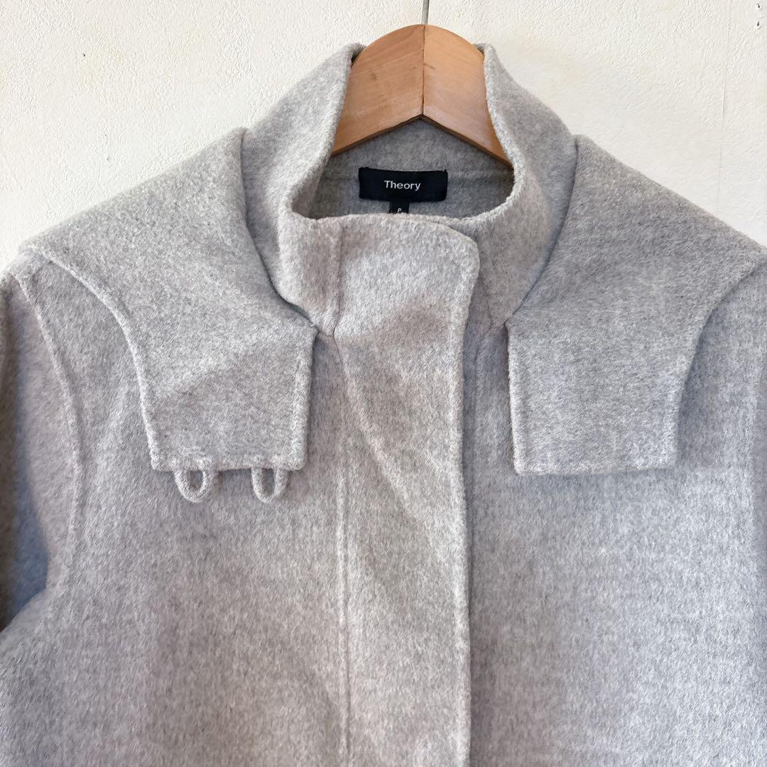 美品✨Theory カシミヤ混ダッフルコート ダブルフェイス グレー S
