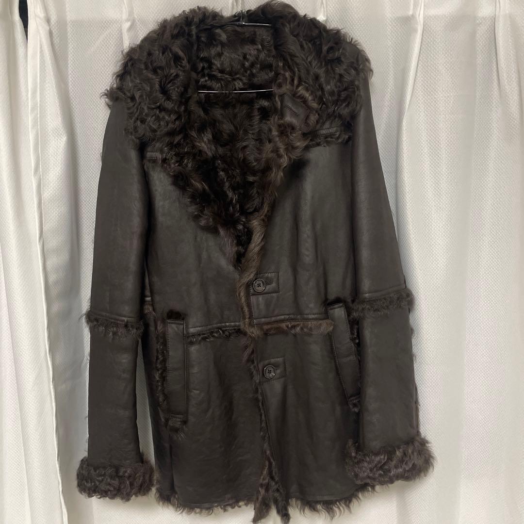 モ*ン様 トルネードマード。ダークブラウン レザーコート ムートン　浅井健一　L