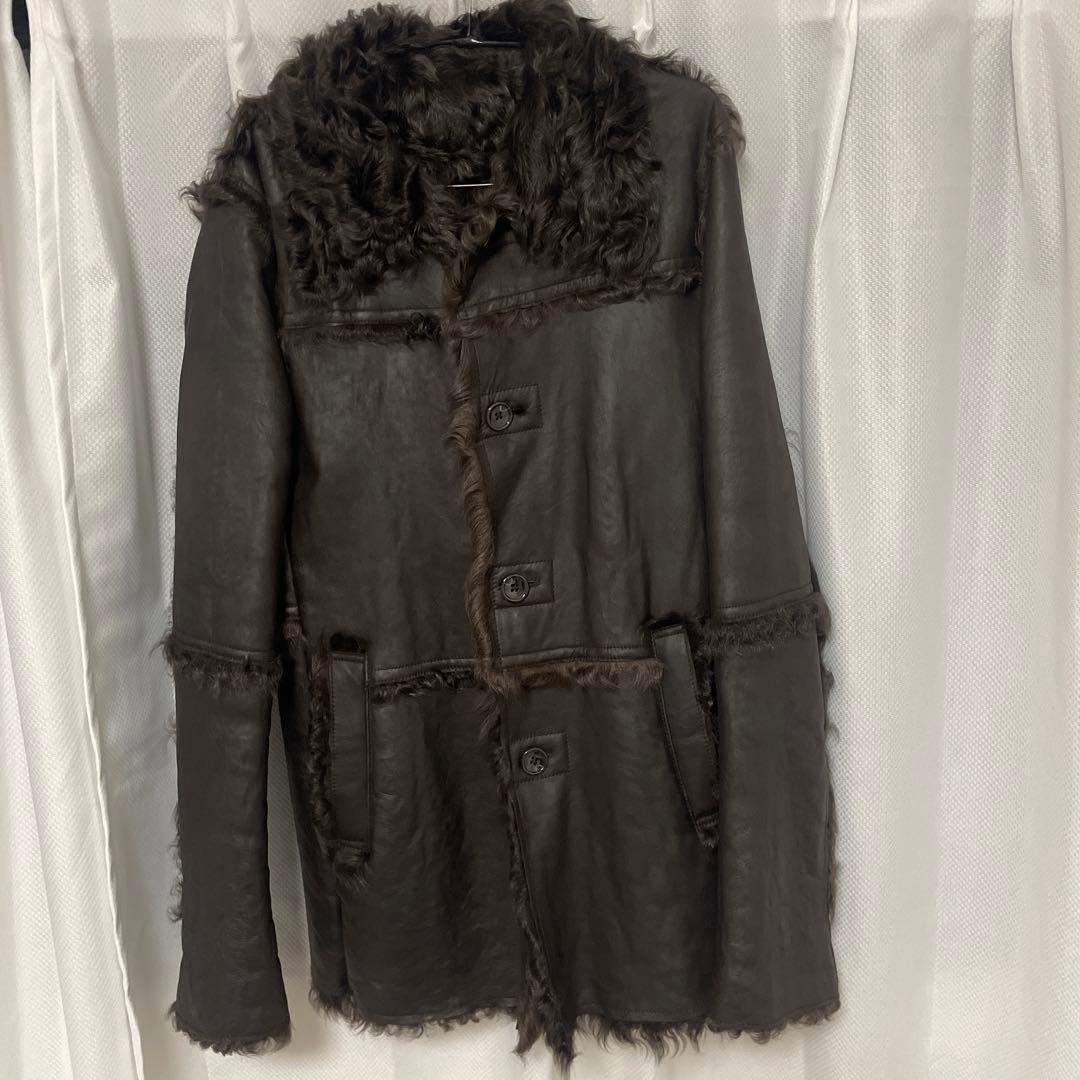 モ*ン様 トルネードマード。ダークブラウン レザーコート ムートン　浅井健一　L