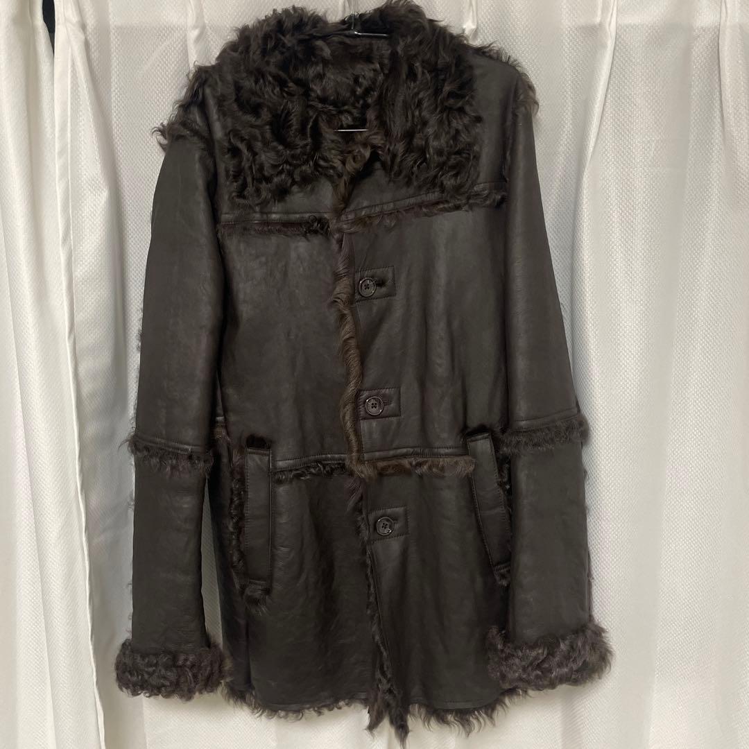 モ*ン様 トルネードマード。ダークブラウン レザーコート ムートン　浅井健一　L