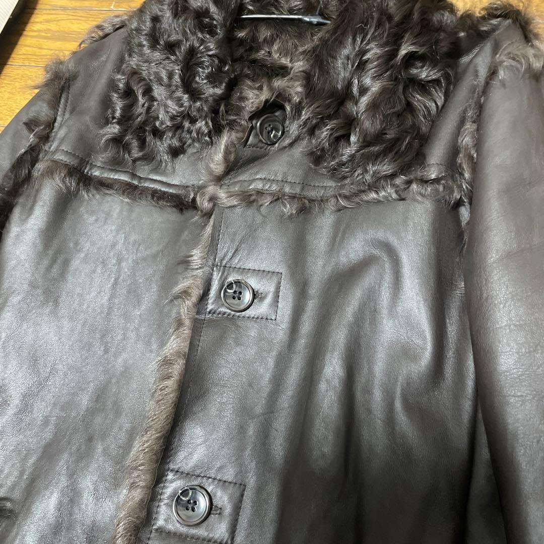 モ*ン様 トルネードマード。ダークブラウン レザーコート ムートン　浅井健一　L