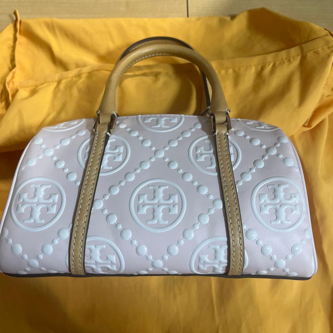 最終価格☆トリーバーチTモノグラム ペブル プチバレルバッグ ピンク