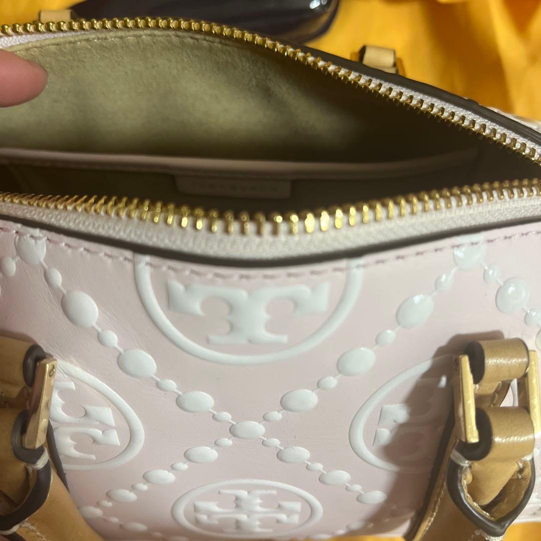 最終価格☆トリーバーチTモノグラム ペブル プチバレルバッグ ピンク