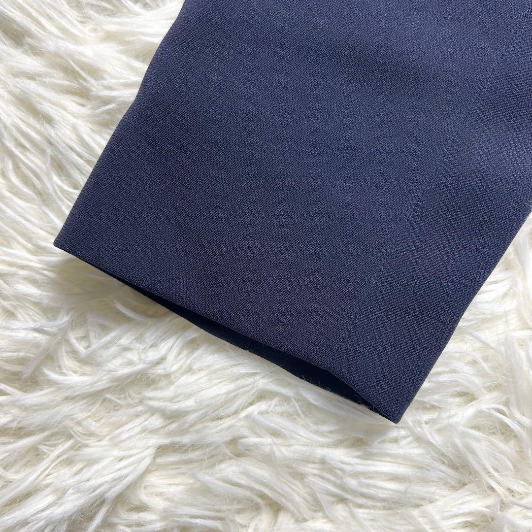 Theory セオリー ノーカラー パンツスーツ セットアップ ネイビー