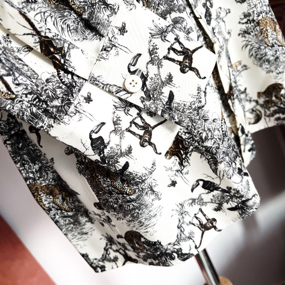 未使用　HERMES エルメス　アニマル　シルク　シャツ　ジャケット