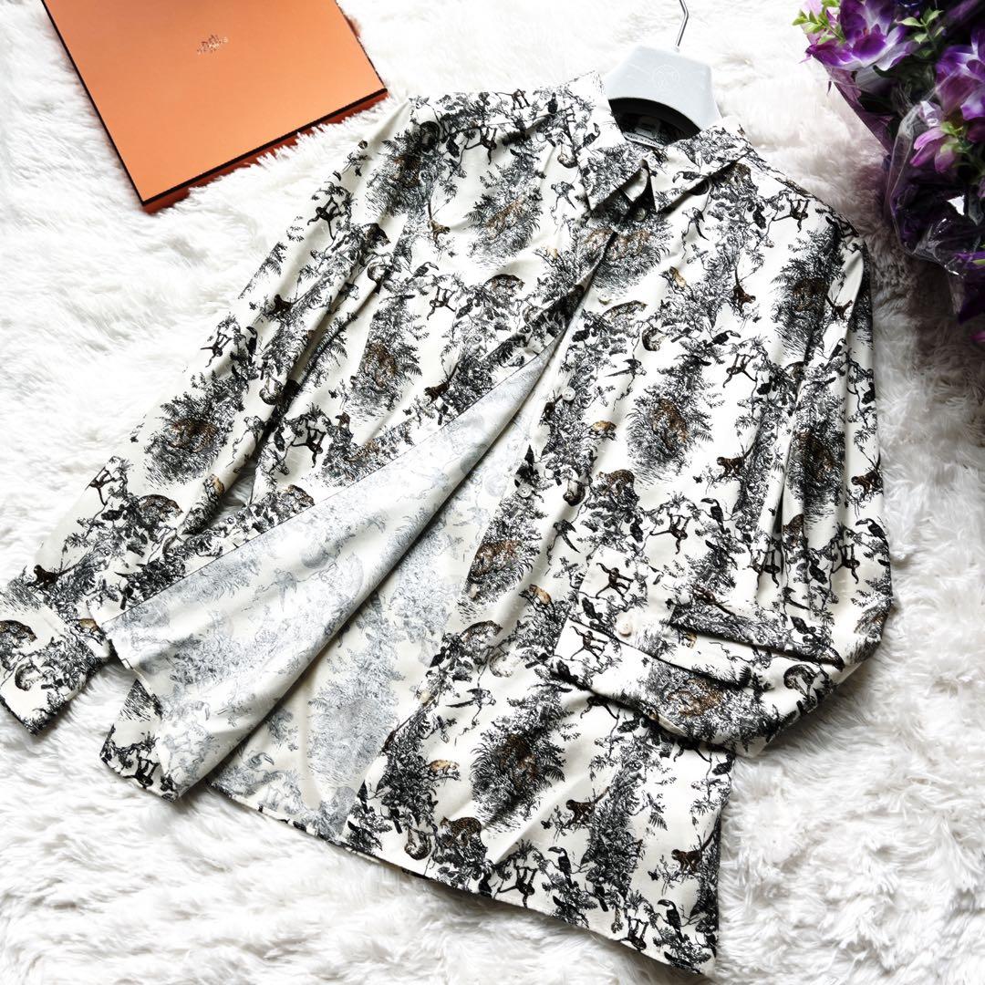 未使用　HERMES エルメス　アニマル　シルク　シャツ　ジャケット