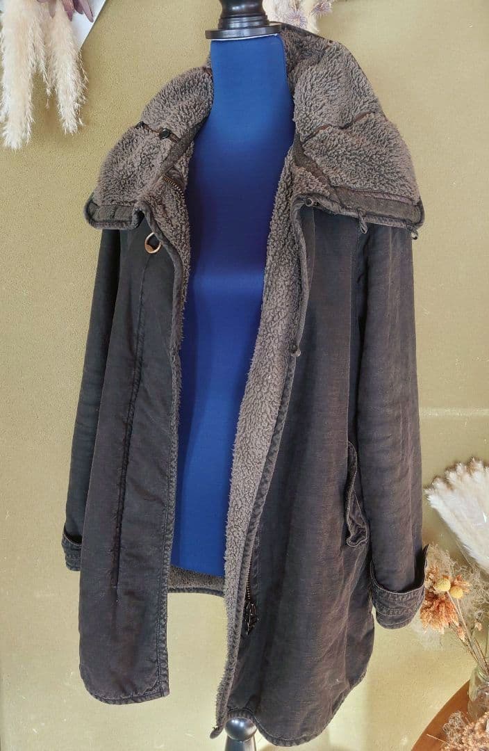 SHARE SPIRIT モッズコート スミクロ　ボア襟