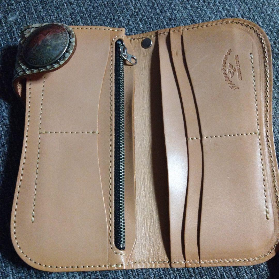 ヘビ革パイソン本革レザーバイカーウォレット長財布コンチョ