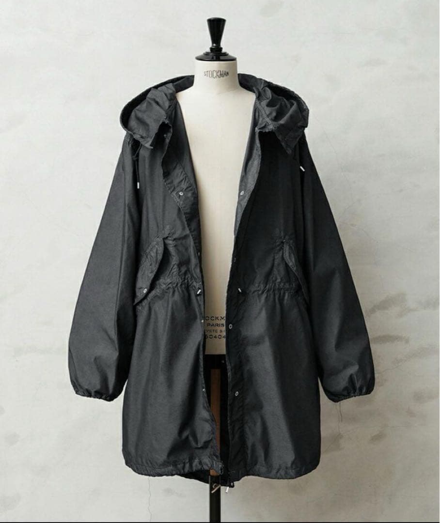 スノーカモパーカー　後染め　ブラック