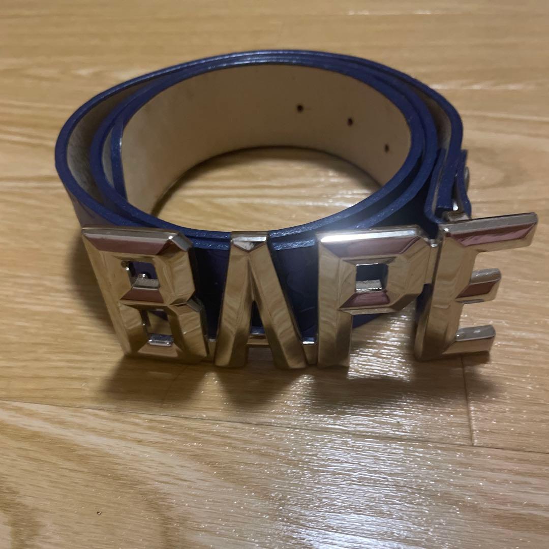 A BATHING APE ブルー レザーベルト M