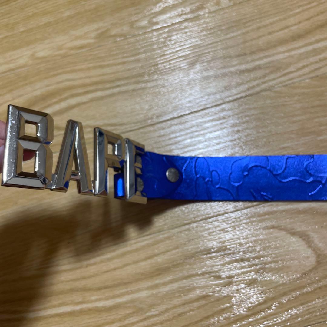 A BATHING APE ブルー レザーベルト M
