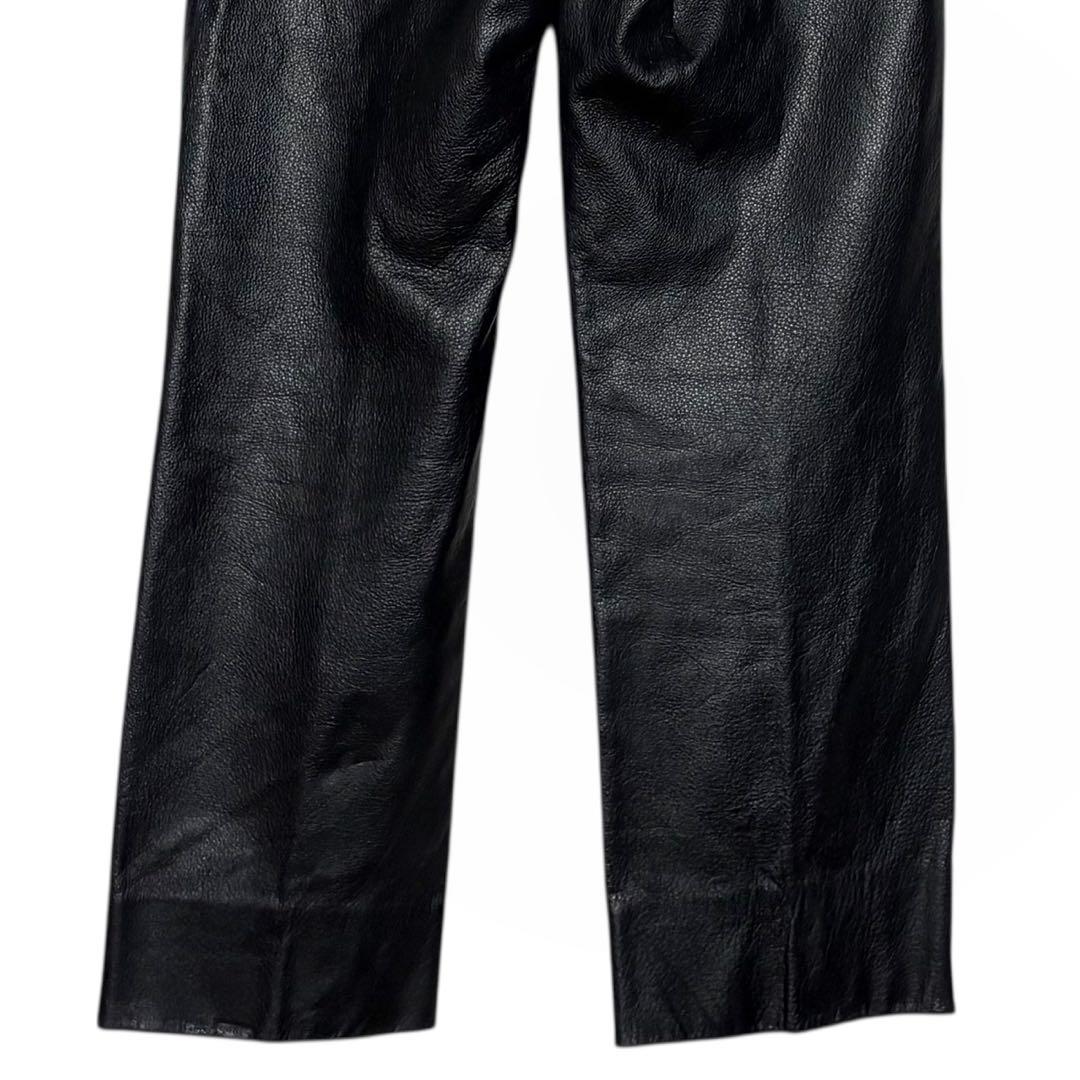 レトロ古着 Devils 本革レザーパンツ 黒 34 ブラック ウエスト86