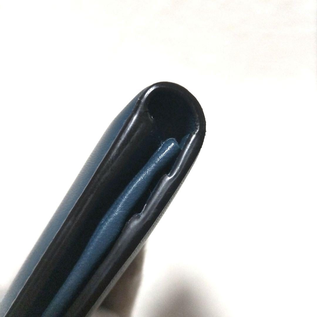 【美品】ジョルジオアルマーニ シープレザー ロゴ 二つ折り長財布 近年モデル