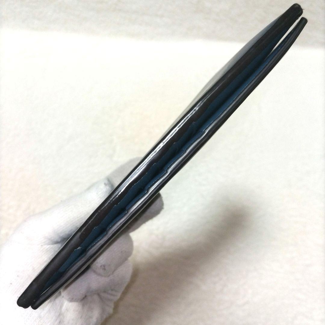 【美品】ジョルジオアルマーニ シープレザー ロゴ 二つ折り長財布 近年モデル