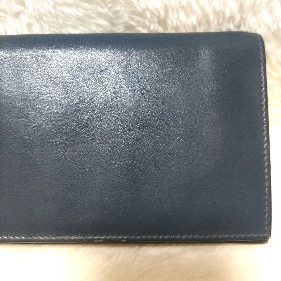 【美品】ジョルジオアルマーニ シープレザー ロゴ 二つ折り長財布 近年モデル